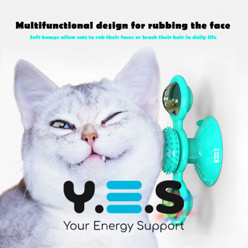 Інтелектуальна іграшка-спіннер для кота Rotate Windmill: млинок з щіткою для зубів