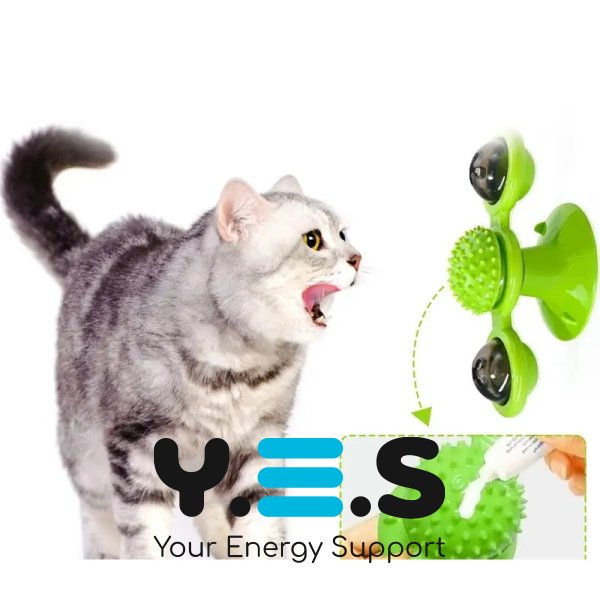 Інтелектуальна іграшка-спіннер для кота Rotate Windmill: млинок з щіткою для зубів