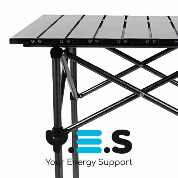 Складний портативний стіл для кемпінгу з алюмінієвою стільницею, чохол, 94×57×50 см