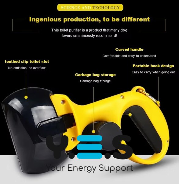 Автосовок-щипці для прибирання за собакою Pooper Scooper M 25×11×9 см з карабіном і мішками