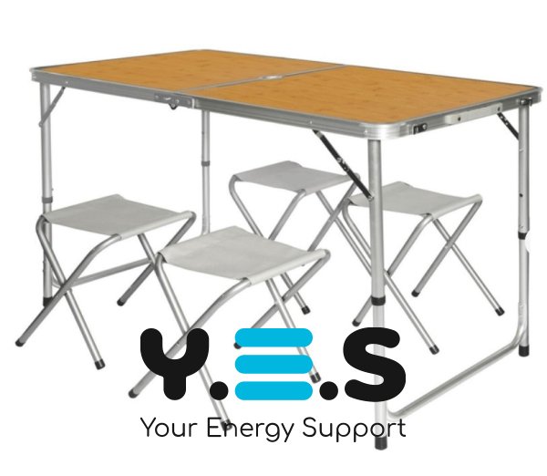Розкладний стіл‑чемодан 120×60 см + 4 стільці Folding Table для пікніка, риболовлі, дачі