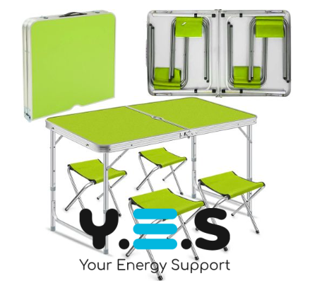 Розкладний стіл‑чемодан 120×60 см + 4 стільці Folding Table для пікніка, риболовлі, дачі