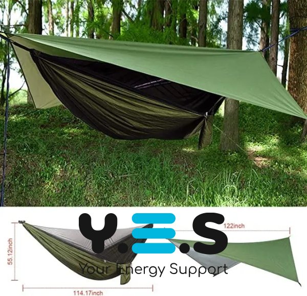Туристичний кемпінговий гамак з тентом від дощу та москітною сіткою