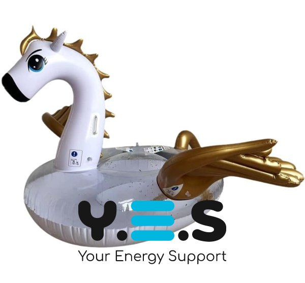 Надувне коло-пегас єдиноріг 250×250×130 см із золотими крилами для басейну та фотосесій