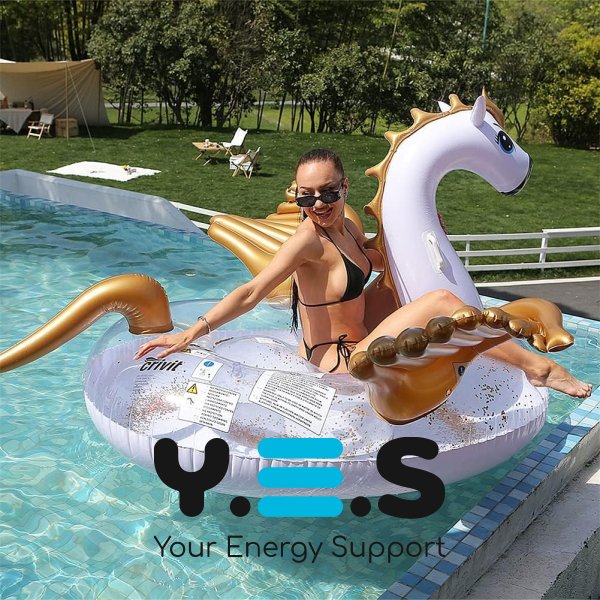 Надувне коло-пегас єдиноріг 250×250×130 см із золотими крилами для басейну та фотосесій
