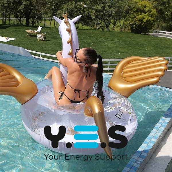 Надувне коло-пегас єдиноріг 250×250×130 см із золотими крилами для басейну та фотосесій