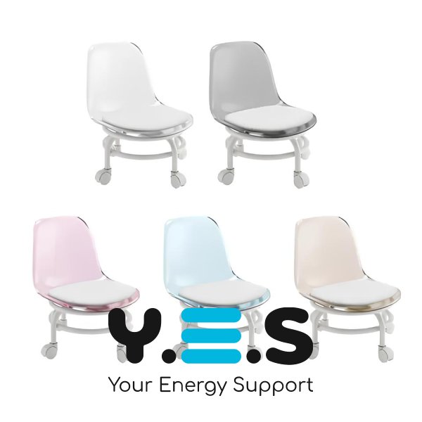 Домашнє крісло-стілець на коліщатках з м’яким сидінням і прозорою акриловою спинкою