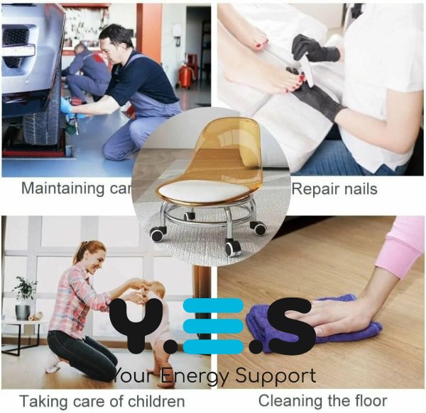 Домашнє крісло-стілець на коліщатках з м’яким сидінням і прозорою акриловою спинкою