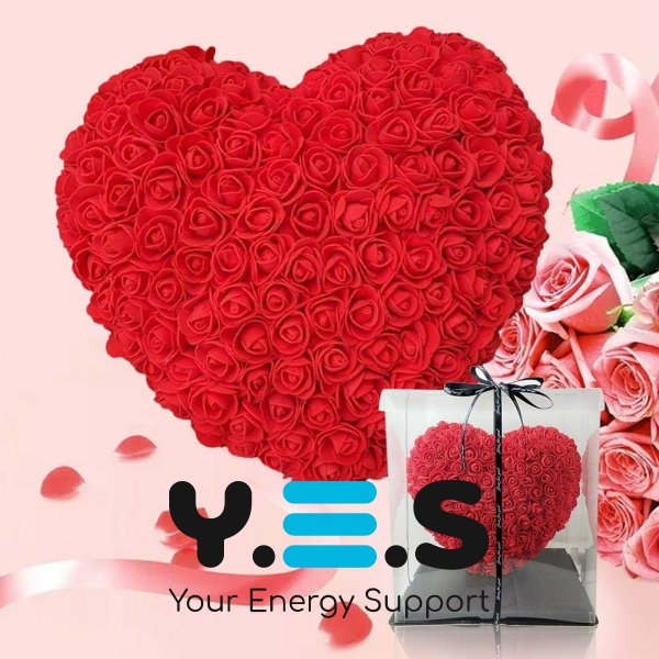 Подарункове серце KR-20 зі штучних троянд — декоративна композиція