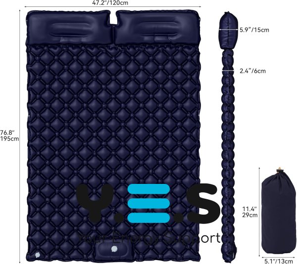 Надувний туристичний двомісний матрац WCG для подорожей і відпочинку