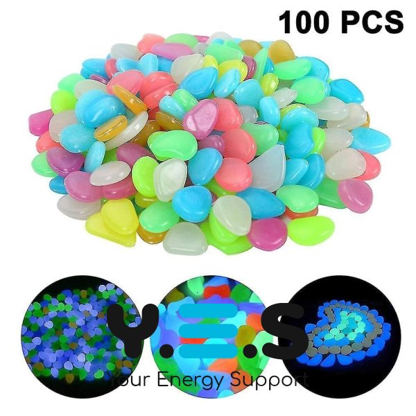 Світлова різнокольорова галька-камінці для декору акваріума та саду (люмінесцентні)