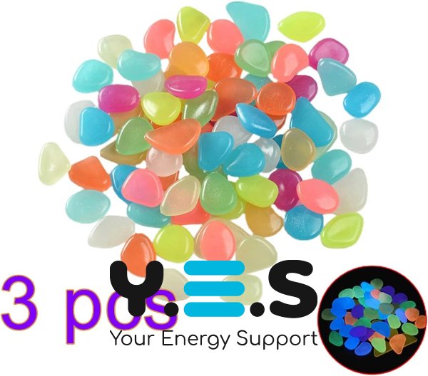 Світлова різнокольорова галька-камінці для декору акваріума та саду (люмінесцентні)