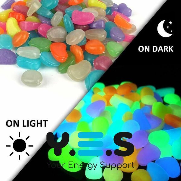 Світлова різнокольорова галька-камінці для декору акваріума та саду (люмінесцентні)