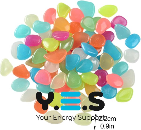 Світлова різнокольорова галька-камінці для декору акваріума та саду (люмінесцентні)