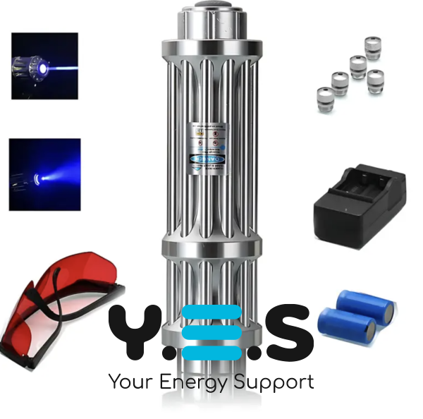 Синя лазерна указка Laser B017 445 нм з 5 насадками у кейсі