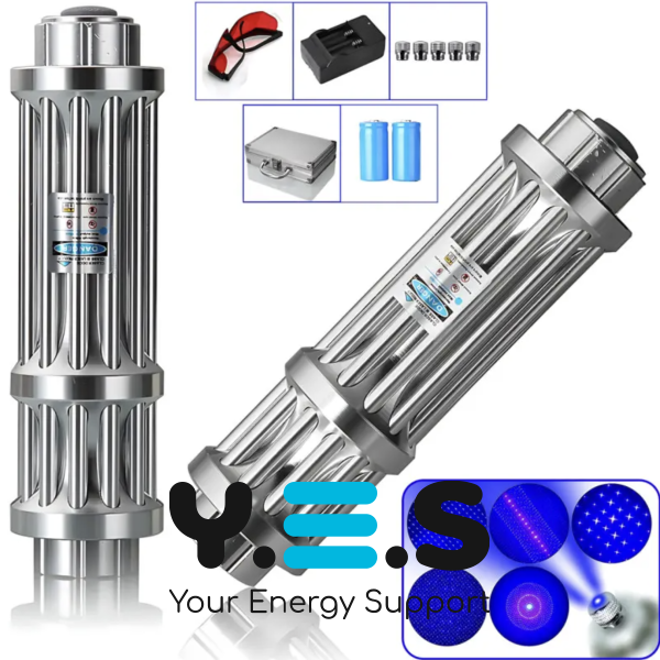 Синя лазерна указка Laser B017 445 нм з 5 насадками у кейсі