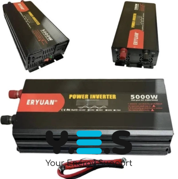 Інвертор Eryuan 12V→220V 5000W, чиста синусоїда, LCD-дисплей, вольтметр (12–220)