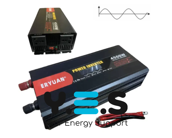 Інвертор AGM 12V→220V 4500W з чистою синусоїдою, LCD-дисплеєм та захистом
