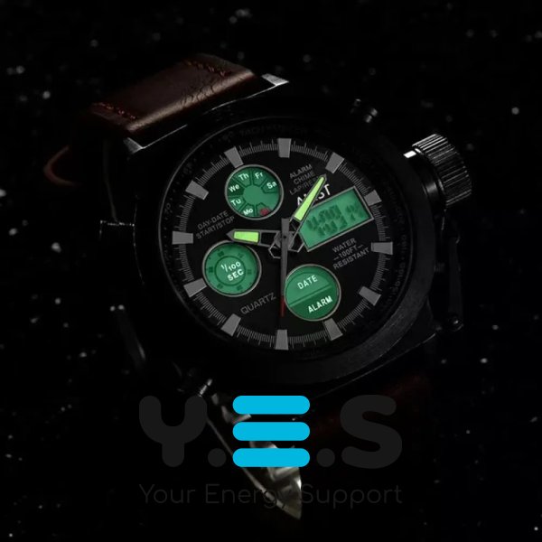 Чоловічий кварцовий наручний годинник AMST Watch, чорний — стильний для щодня, роботи й подарунка