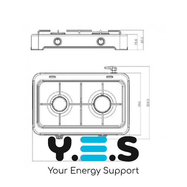 Газова настільна плита YUCEL O-200-LPG-BLACK на 2 конфорки для дому, дачі та кухні