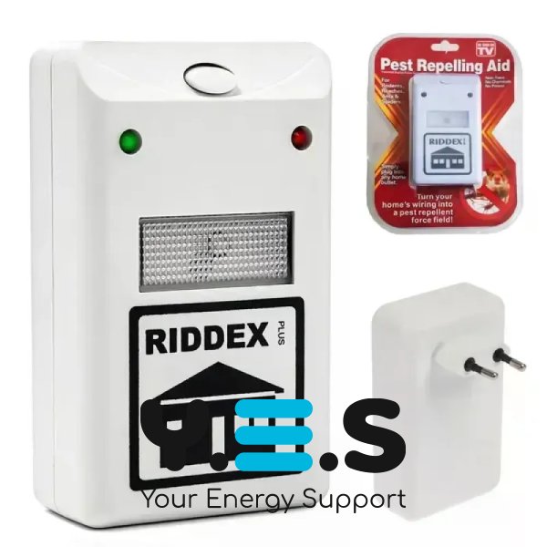 Ультразвуковий відлякувач RIDDEX 200 м² від мишей, щурів, тарганів та комах, мережевий прилад