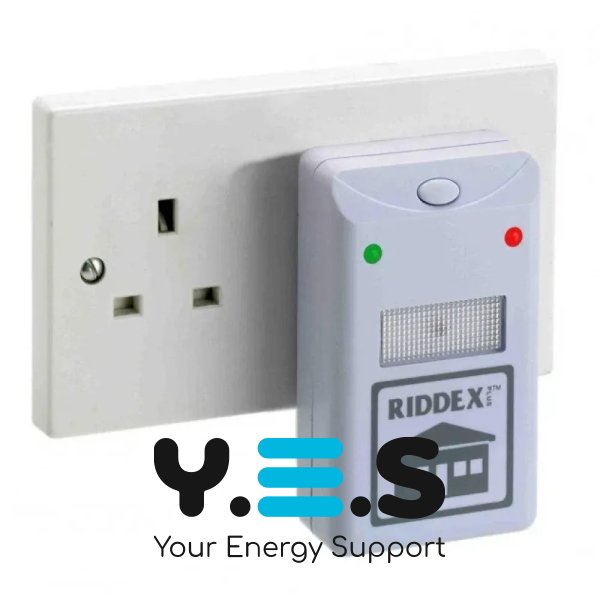 Ультразвуковий відлякувач RIDDEX 200 м² від мишей, щурів, тарганів та комах, мережевий прилад