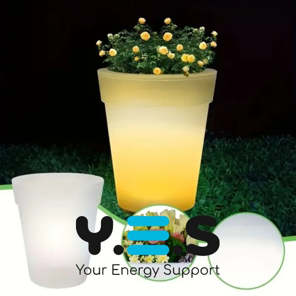 Садовий LED вазон-ліхтар на сонячній батареї з підсвіткою для саду, тераси й двору