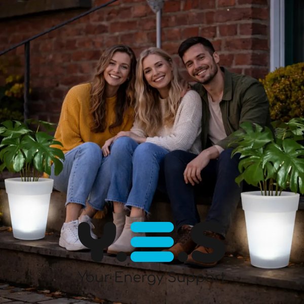 Садовий LED вазон-ліхтар на сонячній батареї з підсвіткою для саду, тераси й двору