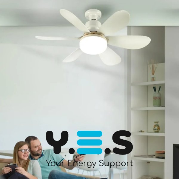 LED лампа-вентилятор 2в1 E27 AY1056 з пультом: 3 режими світла, 3 швидкості (дім/кухня/дача/офіс)