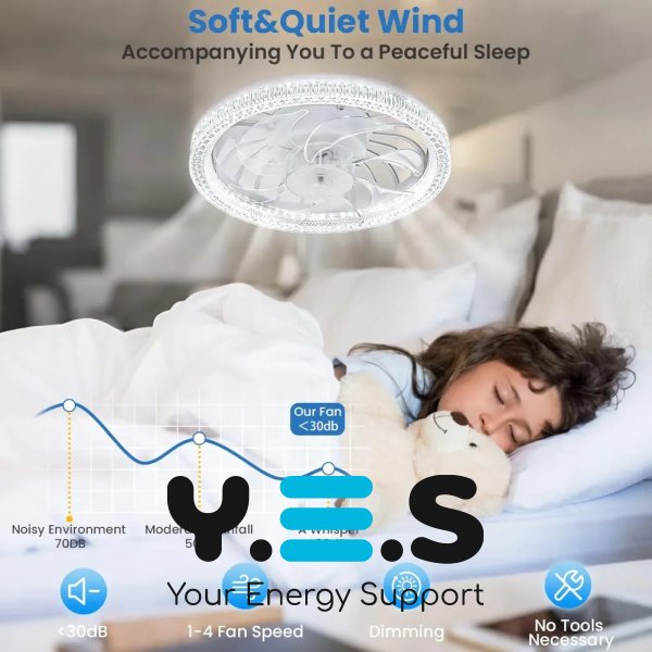 LED лампа-вентилятор AY1035 E27 для стелі: дім, кухня, дача, кімната