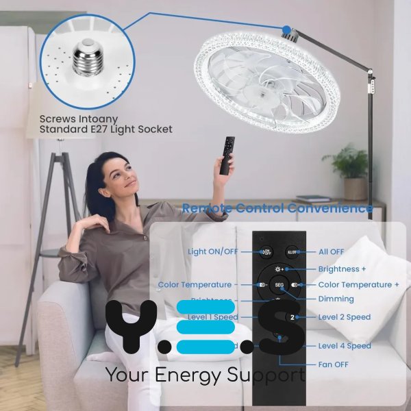 LED лампа-вентилятор AY1035 E27 для стелі: дім, кухня, дача, кімната