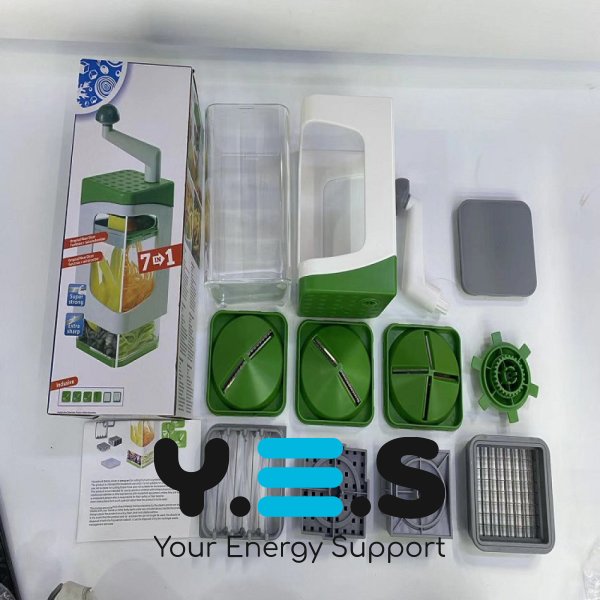 Ручна овочерізка Genius Nicer Dicer з контейнером, кухонний слайсер-тертка 7в1 з насадками