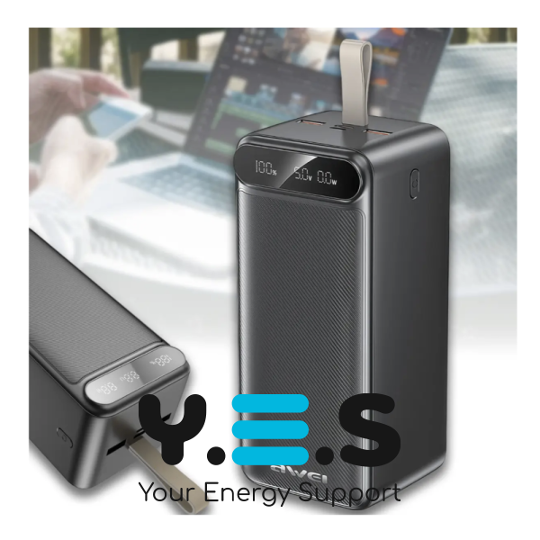 Повербанк AWEI P101K 100000 mAh 22.5W з дисплеєм і LED-ліхтариком