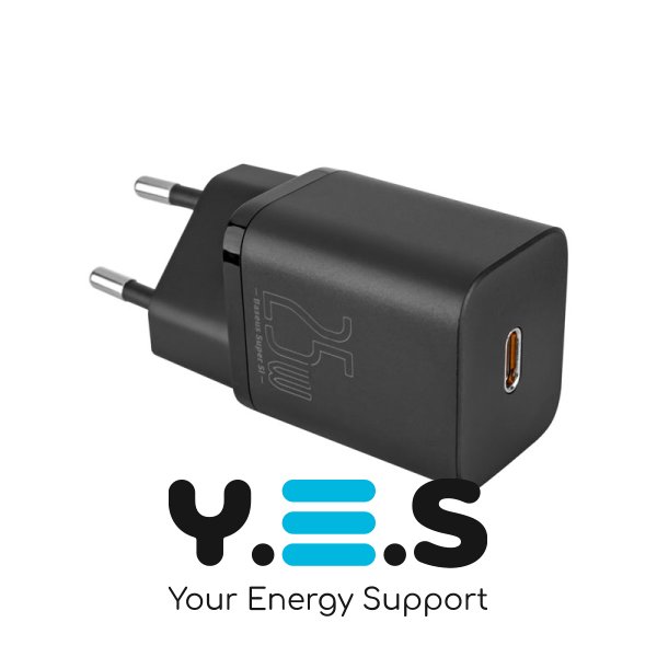 Зарядний пристрій Baseus Super Si 25W USB‑C Quick Charger EU, чорний (CCSP020101)