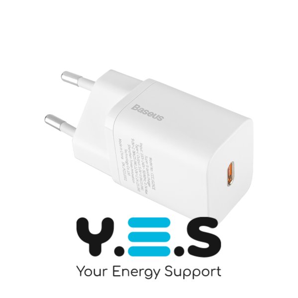 Зарядний пристрій Baseus Super Si 25W USB-C Quick Charger EU, білий (CCSP020102)