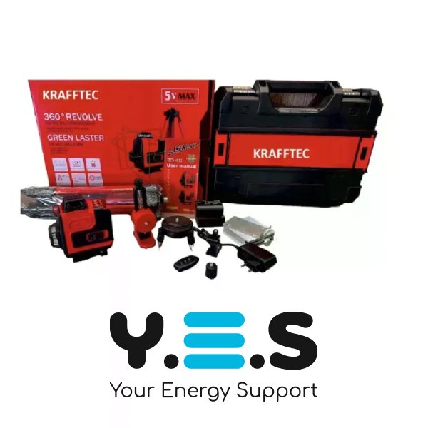 Акумуляторний лазерний нівелір KRAFFTEC 4D (16 ліній) Bluetooth, самовирівнювання, зі штативом