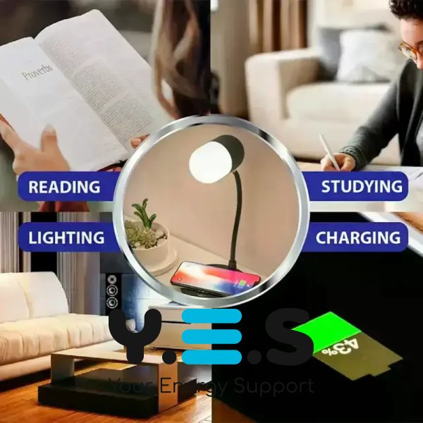 Настільна LED-лампа MD-088 з бездротовою зарядкою та Bluetooth-колонкою (динамік для телефону)