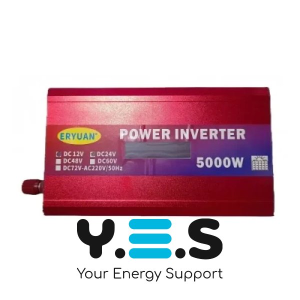 Інвертор 5000W 12/24V→220V з LCD, підтримка сонячної панелі, для дому/авто/дачі, резервне живлення