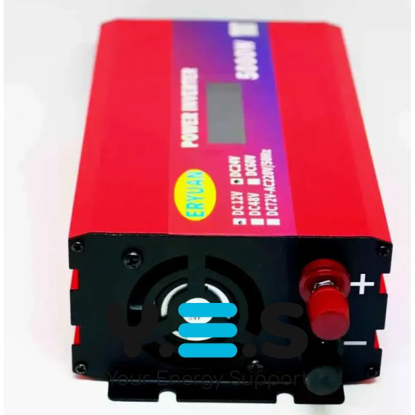 Інвертор 5000W 12/24V→220V з LCD, підтримка сонячної панелі, для дому/авто/дачі, резервне живлення