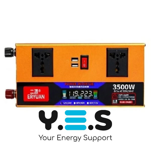 Інвертор LCD SMART 3500W 12/24V→220V для акумулятора, дому, авто та резервного живлення