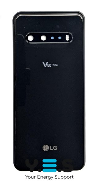 Задня кришка для LG V60 ThinQ 5G чорна зі склом камери