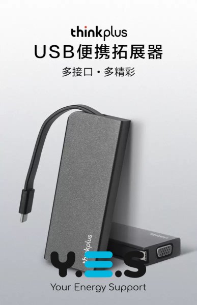 Перехідник Lenovo USB‑C → VGA + 3×USB, адаптер 4X90W86497