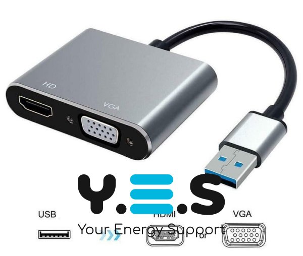 Адаптер-перехідник USB на HDMI/VGA для підключення монітора та проєктора