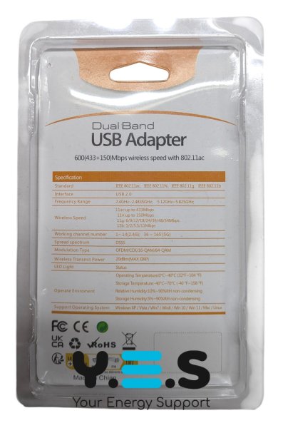 USB Wi‑Fi адаптер AC600 (мережева карта), швидкий бездротовий інтернет для ПК/ноутбука