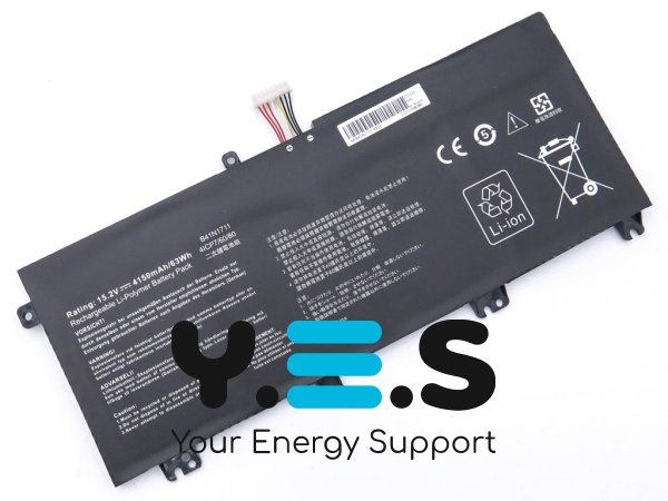 Акумулятор ASUS B41N1711 для ZX63V/ZX63VD/ZX63VM/ZX73VD/ZX73VM 15.2V 4150mAh 63Wh, кабель 25мм