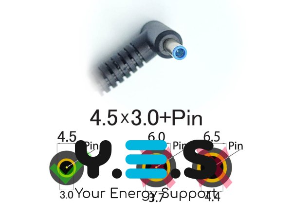 Блок живлення HP 250-G3/G4/G5, 255-G3 19.5V 3.33A 65W (4.5×3.0 Pin Blue), квадратний з вилкою