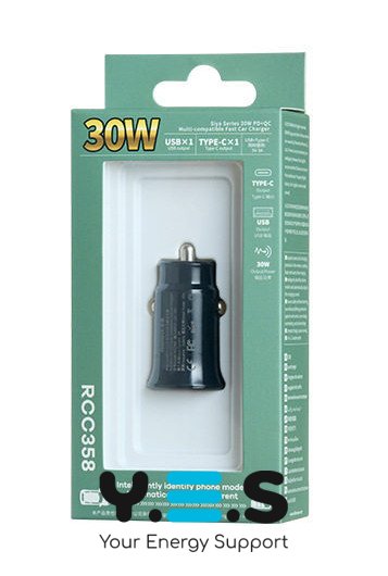 Автозарядка Remax Siya RCC358 30W PD, USB‑C/USB‑A, чорна
