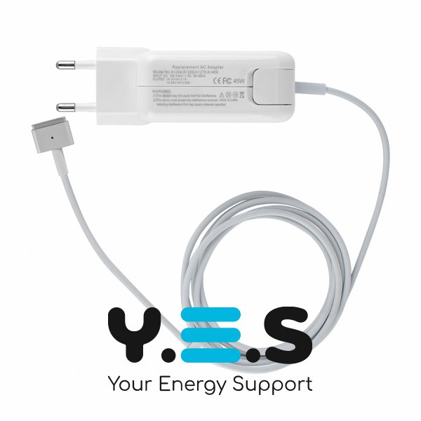 Зарядний адаптер Apple MagSafe2 45W (14.85V/3.05A) білий, квадратний, євровилка, A1436, T‑роз’єм