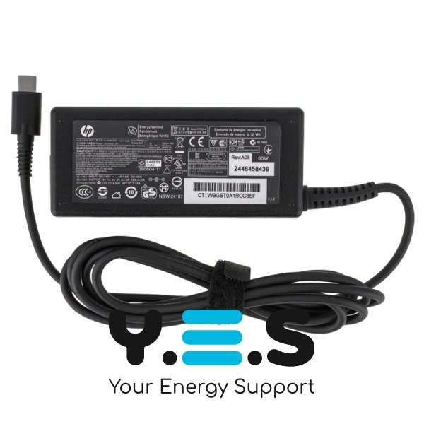 Зарядний блок живлення для ноутбука HP USB‑C 65W, чорний, прямокутний корпус