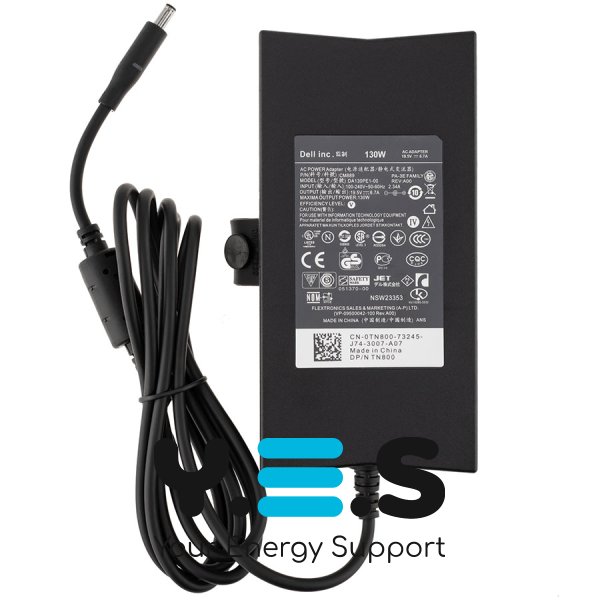 Зарядний адаптер для ноутбука Dell 130W 19.5V 6.67A, штекер 4.5×3.0 Pin, чорний Slim